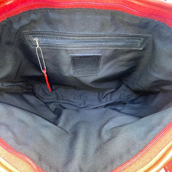 Coach Women’s Red Nylon With Leather Handles Zipper Closure Tote Bag - Picture 10 of 14